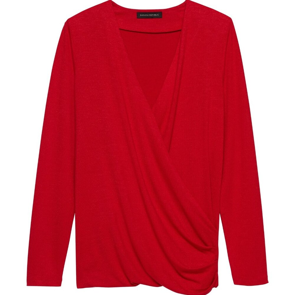 Banana republic luxespun red wrap sweater